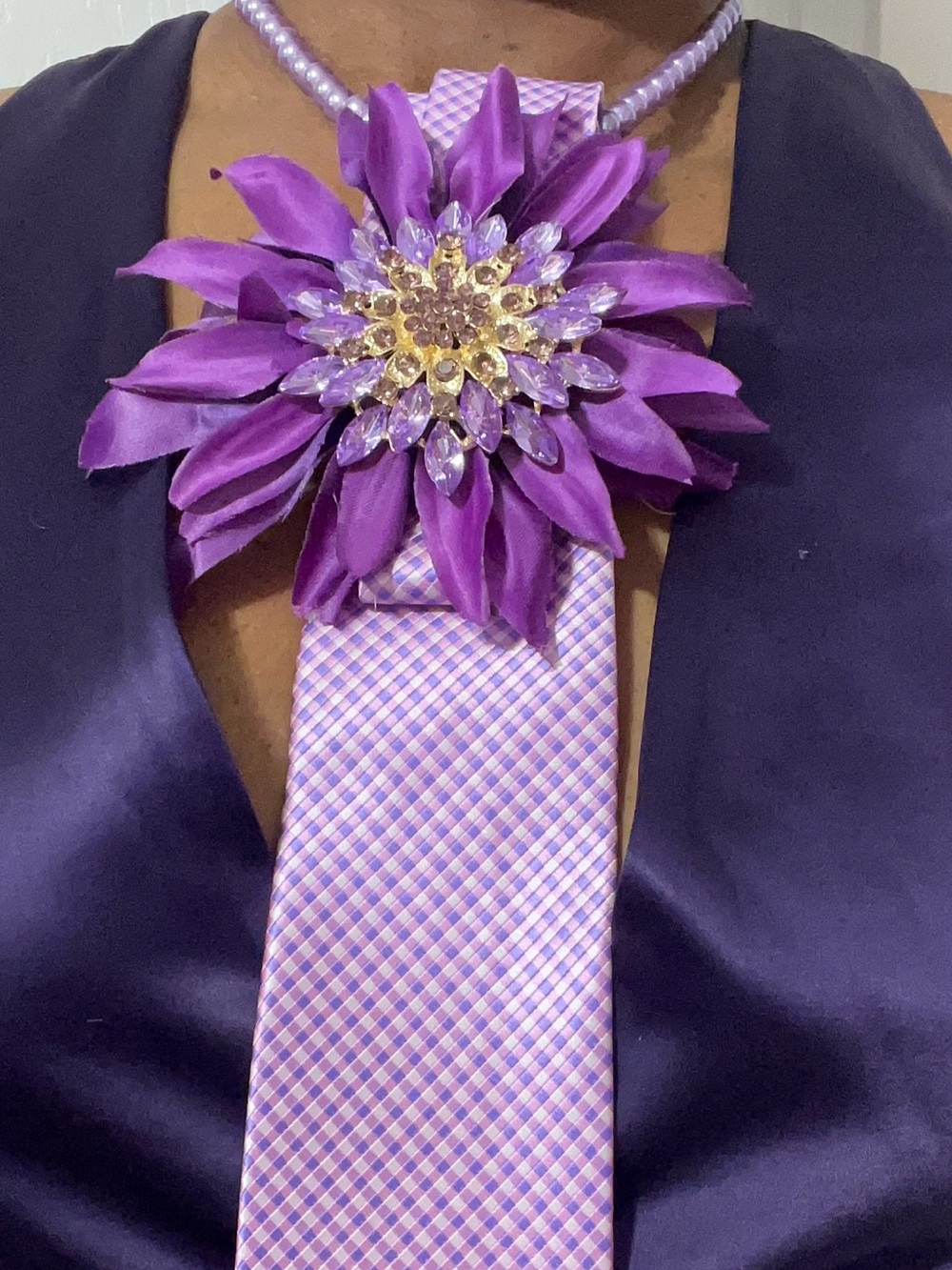 Purple Floral Statement  Necktie Accessory